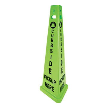 Impact® Trivu 3-sided Curbside Pickup Here Sign, Fluorescent Green, 14.75 X 12.7 X 40, Plastic freeshipping - TVN Wholesale